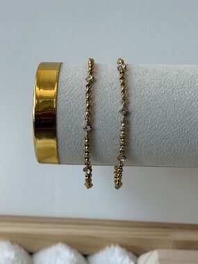 Gold-Tone Chain Stainless Steel Bracelet with Crystal Accents - Women's Bracelet